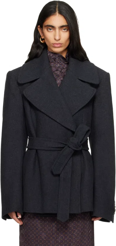 Dries Van Noten Gray Brushed Coat