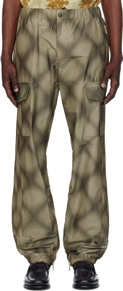 Dries Van Noten Gray Check Cargo Pants In Anthracite 901