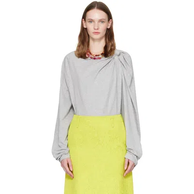 Dries Van Noten Gathered Cotton-jersey T-shirt In Gray