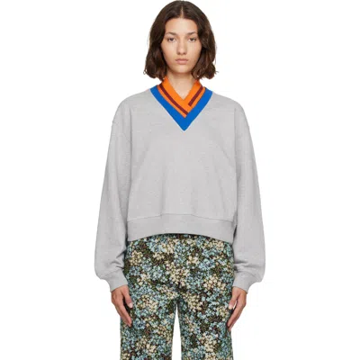 Dries Van Noten Gray Cotton Sweatshirt In 813-grey Melange