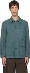 Dries Van Noten Gray Cotton Twill Jacket In Blue