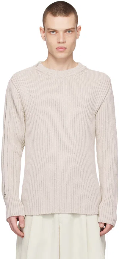 Dries Van Noten Gray Crewneck Sweater In 5 Ecru
