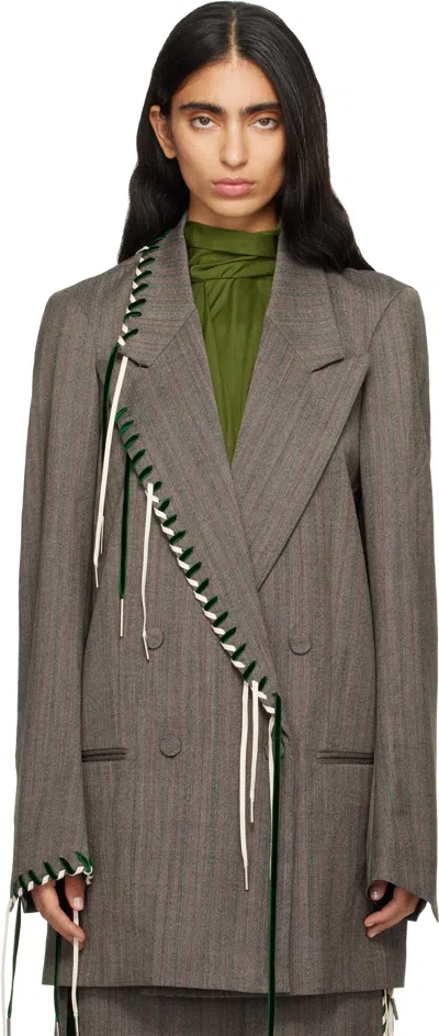 Dries Van Noten Gray Double-breasted Blazer
