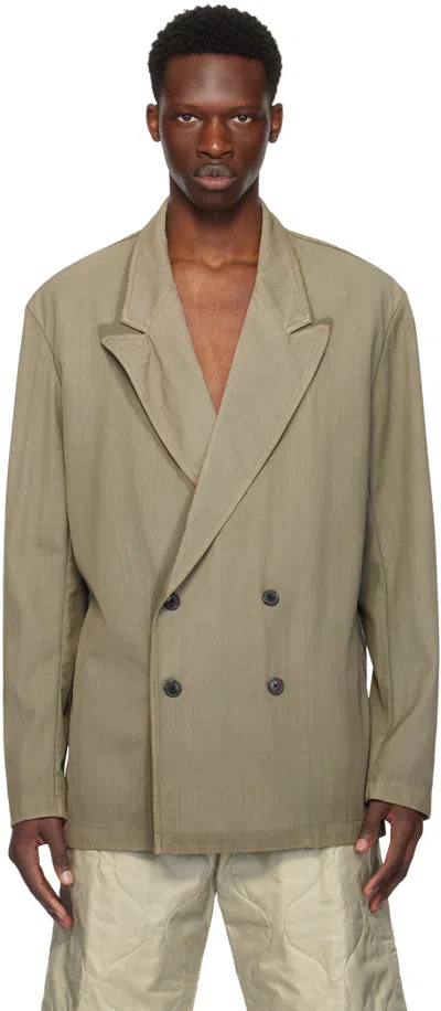 Dries Van Noten Gray Double-breasted Blazer In 802 Grey