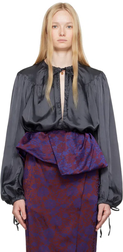 Dries Van Noten Gray Drawstring Blouse In 506 Raf