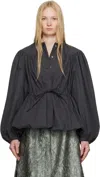 Dries Van Noten Vatner Bubble Hem Cotton Jacket In 803 Dark Grey