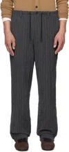 Dries Van Noten Gray Drawstring Trousers In 509 Navy
