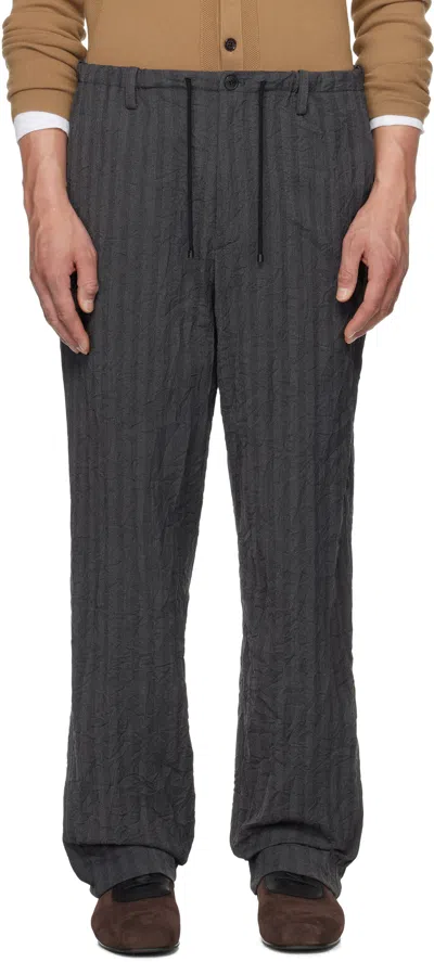 Dries Van Noten Gray Drawstring Trousers In 509 Navy