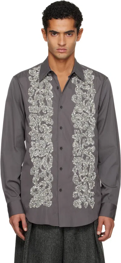 Dries Van Noten Gray Embellished Shirt