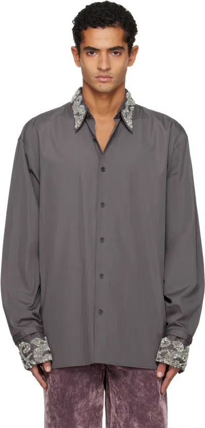 Dries Van Noten Gray Embellished Shirt