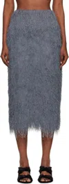 Dries Van Noten Gray Fringed Midi Skirt