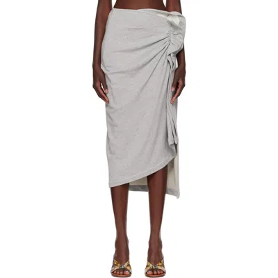 Dries Van Noten Gray Gathered Midi Skirt