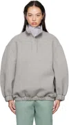 Dries Van Noten Gray Half-button Sweatshirt In 813 Grey Melange
