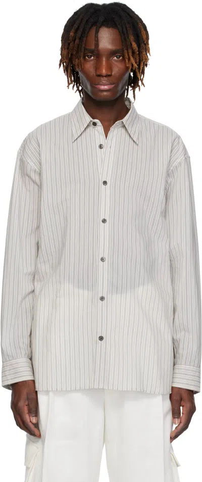 Dries Van Noten Gray Loose Cotton Shirt In 800 Light Grey