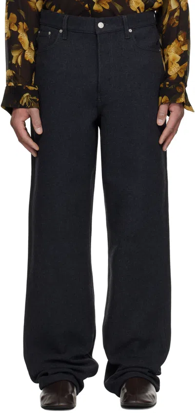 Dries Van Noten Gray Loose Fit Trousers In Black