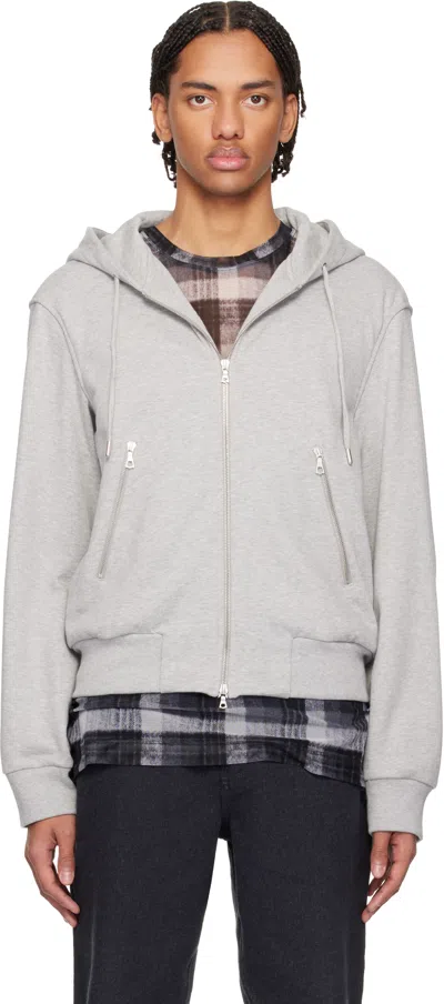 Dries Van Noten Gray Loose Zipped Hoodie