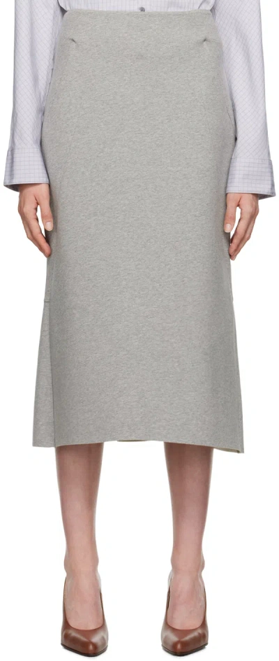 Dries Van Noten Cotton-blend Midi Skirt In Grey