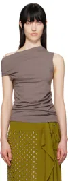 Dries Van Noten Gray Off-shoulder Jersey Tank Top In 306 Smoke