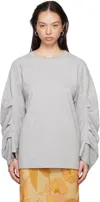 Dries Van Noten T-shirt With Pleated Sleeves Heynas In 813 Grey Melange