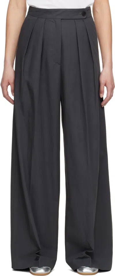Dries Van Noten Gray Pleated Trousers In 803 Dark Grey