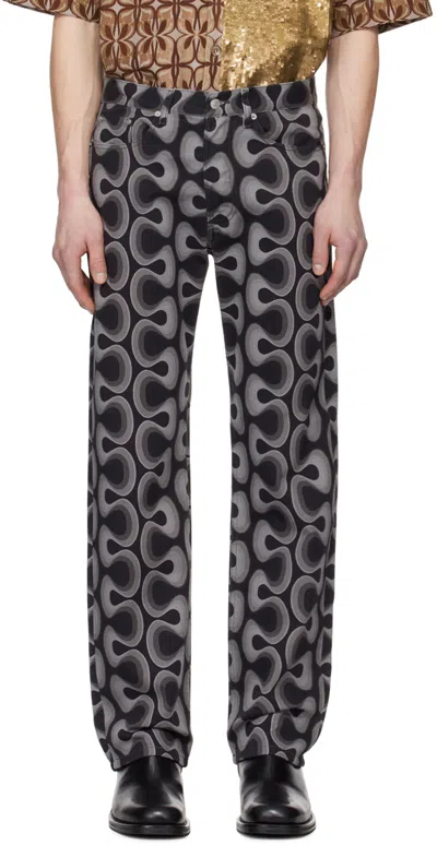 Dries Van Noten Gray Printed Jeans In Anthracite (901)