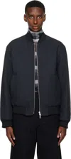 Dries Van Noten Gray Reversible Bomber Jacket In Blue