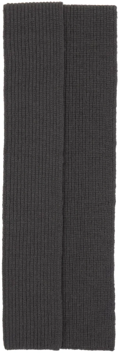 Dries Van Noten Gray Ribbed Scarf In Grey 802