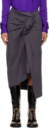 Dries Van Noten Gray Ruffled Cotton Midi Skirt In Gray