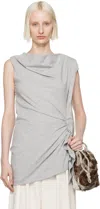 Dries Van Noten Draped Sleeveless Top In 813 Grey Melange