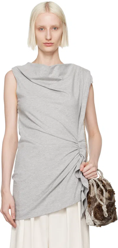 Dries Van Noten Draped Sleeveless Top In 813 Grey Melange