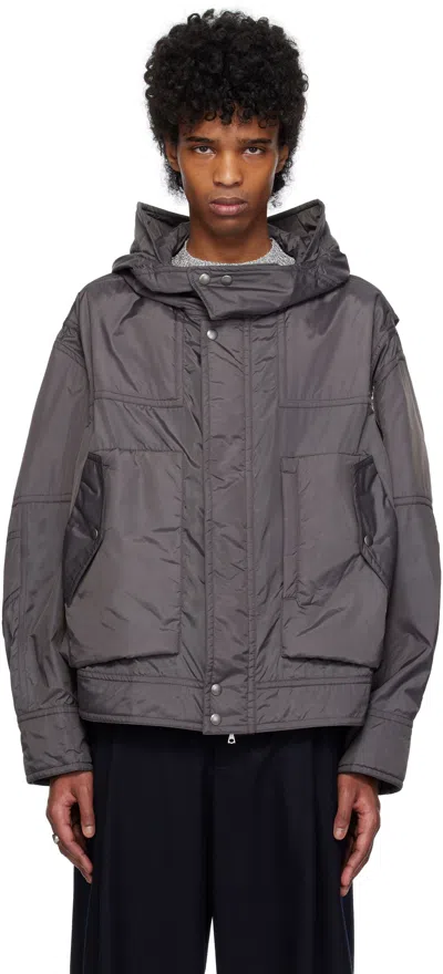 Dries Van Noten Gray Satin Jacket In 803 Dark Grey