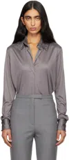 Dries Van Noten Gray Satin Shirt In Gray