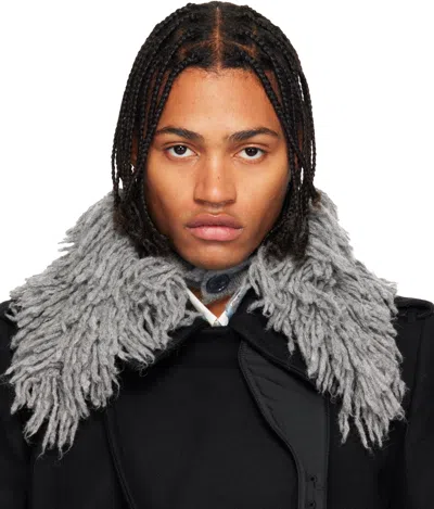Dries Van Noten Gray Shag-knit Collar