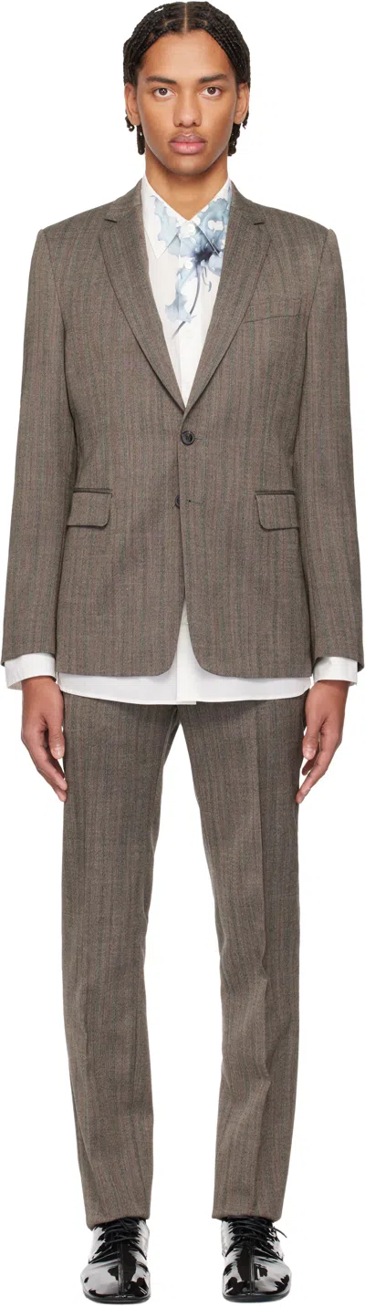 Dries Van Noten Gray Slim-fit Suit In Brown
