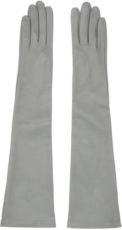 Dries Van Noten Gray Soft Leather Gloves In 800 Light Grey