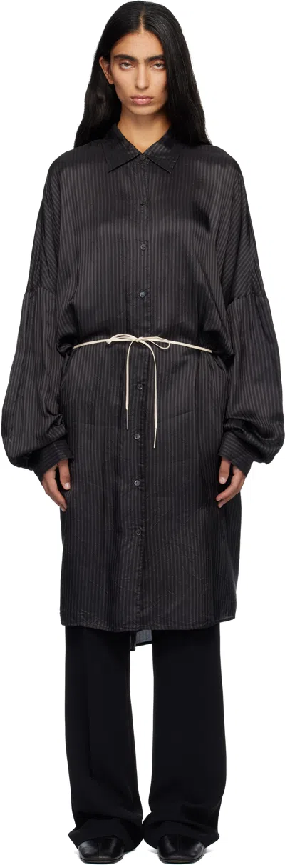 Dries Van Noten Gray Striped Midi Dress