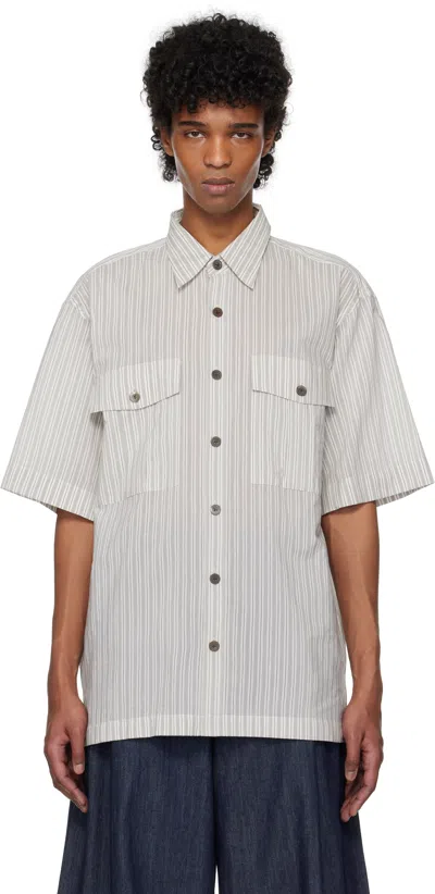 Dries Van Noten Gray Striped Shirt In 800 Light Grey