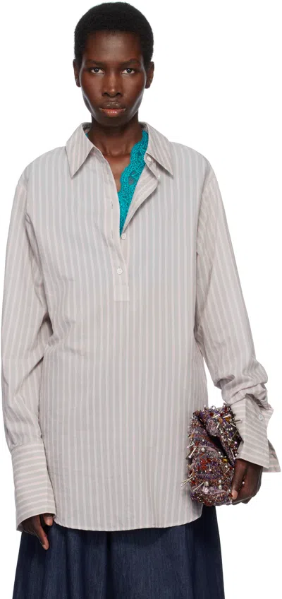 Dries Van Noten Gray Striped Shirt In 802 Grey