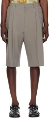 Dries Van Noten Gray Tailored Wool Shorts In Cement 801