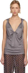 Dries Van Noten Gray Twisted Tank Top In Gray