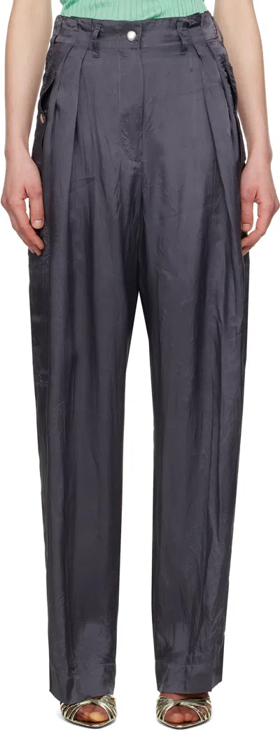 Dries Van Noten Gray Viscose Workwear Trousers In 506 Raf