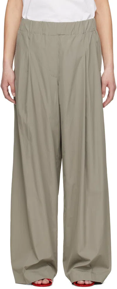 Dries Van Noten Gray Wide Pleated Trousers In 801 Cement