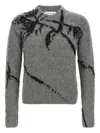 Dries Van Noten Mouche Embroidered Wool Sweater In Gray