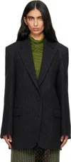 Dries Van Noten Gray Wool Melton Blazer In Black