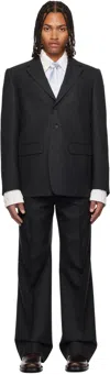 Dries Van Noten Gray Wool Two-piece Suit In Black