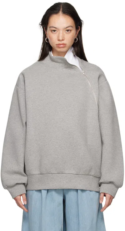 Dries Van Noten Gray Zipped Sweatshirt In 813 Grey Melange