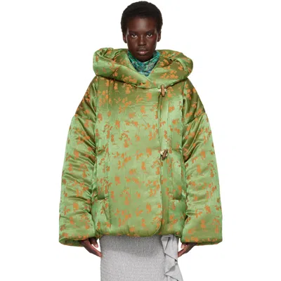 Dries Van Noten Floral Puffer Jacket In Green