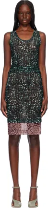 Dries Van Noten Printed Mesh Layered Midi Dress In 612 Malachite