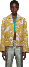 Dries Van Noten Green & Purple Beaded Jacket In 205 Ocra