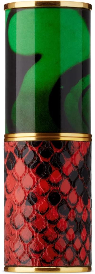 DRIES VAN NOTEN GREEN & RED MALACHITE SNAKE REFILLABLE LIPSTICK CASE